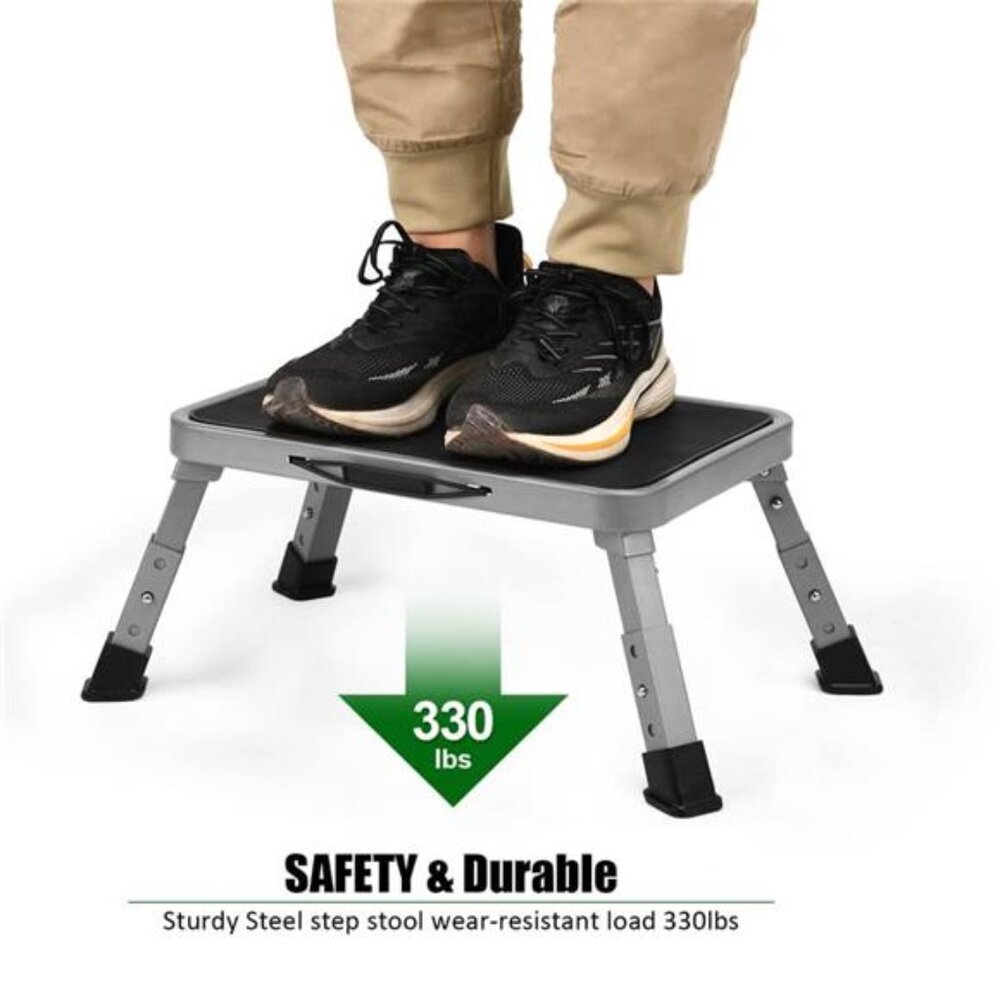 Foldable Step Stool, Adjustable Step Stool with a Non-Slip Platform, Step Ladder - Picture 3 of 7